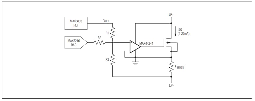 Application Circuit Diagram - Analog Devices / Maxim Integrated MAX44244/MAX44245/MAX44248 Operational Amplifiers